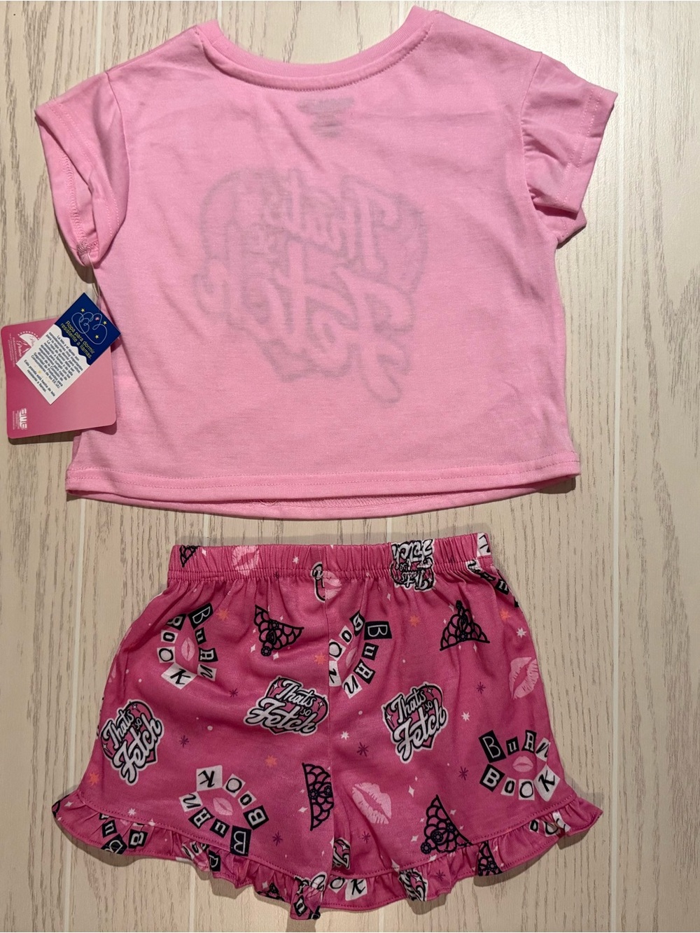 Mean Girls Pajama Set Girls XS 4/5 Pink That’s So Fetch Shorts Headband NWT - Picture 7 of 10
